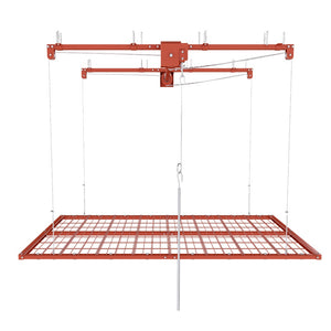 English Elm Orange Overhead Garage Storage Rack All Steel Crank Lowering Platform 350Lb Capacity W2700P494384