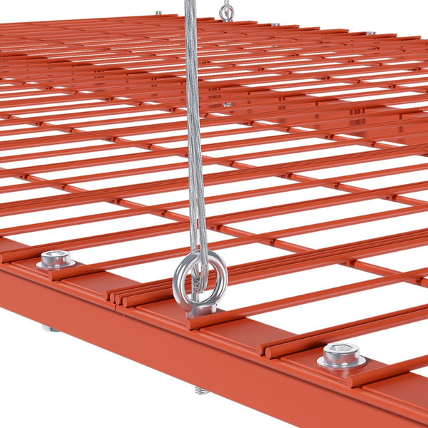 English Elm Orange Overhead Garage Storage Rack All Steel Crank Lowering Platform 350Lb Capacity W2700P494384