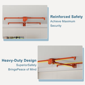 English Elm Orange Overhead Garage Storage Rack All Steel Crank Lowering Platform 350Lb Capacity W2700P494384