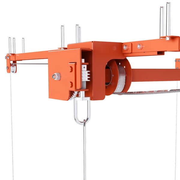 English Elm Orange Heavy Duty Steel Overhead Garage Storage Rack with Crank Lift and Safety Lock W2700P494385