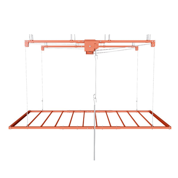 English Elm Orange Heavy Duty Steel Overhead Garage Storage Rack with Crank Lift and Safety Lock W2700P494385