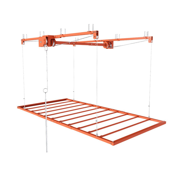 English Elm Orange Heavy Duty Steel Overhead Garage Storage Rack with Crank Lift and Safety Lock W2700P494385