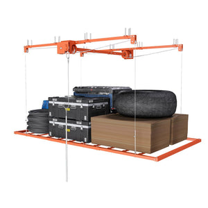 English Elm Orange Heavy Duty Steel Overhead Garage Storage Rack with Crank Lift and Safety Lock W2700P494385
