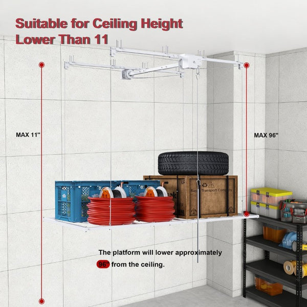 English Elm {Old:w2700p346224} Overhead Garage Storage Rack All Steel 370Lb Crank Lowering System W2700P494386