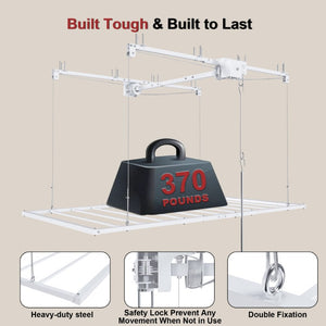English Elm {Old:w2700p346224} Overhead Garage Storage Rack All Steel 370Lb Crank Lowering System W2700P494386