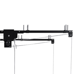 English Elm Black All-Steel Overhead Garage Organizer with Crank Lowering System and Safety Lock W2700P494387