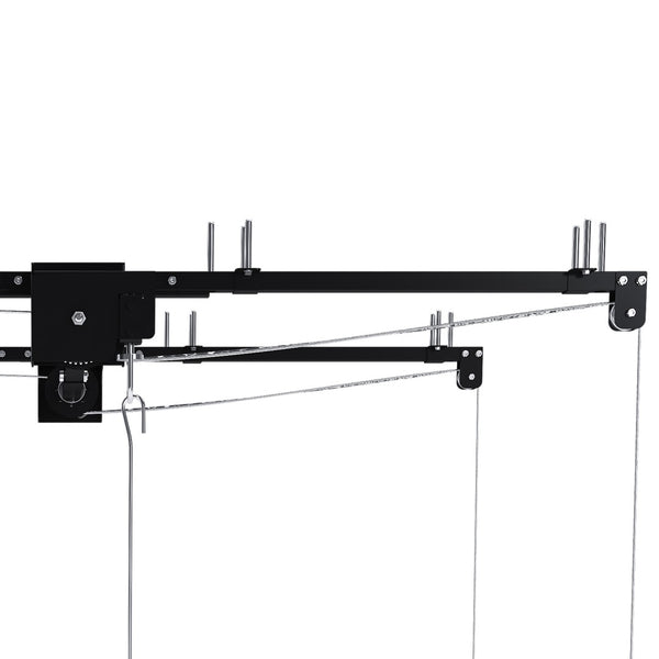 English Elm Black All-Steel Overhead Garage Organizer with Crank Lowering System and Safety Lock W2700P494387