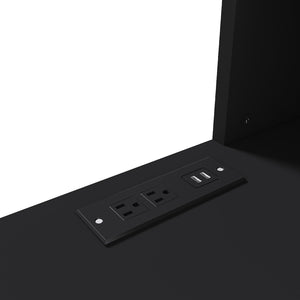 English Elm Black Wooden Computer Desk with 3 Drawers 4 Shelves and Built-in Charging Socket W2700P507210