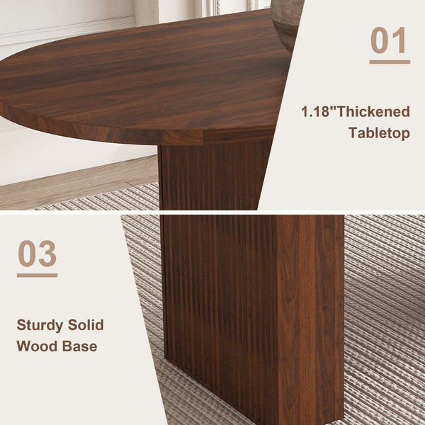 English Elm 62.9 Inch Oval Walnut Veneer Dining Table Seats Six with Scratch Resistant Surface W2700P507215