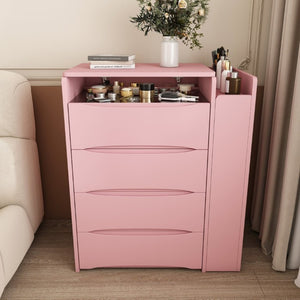 English Elm 3-In-1 Flip Mirror Vanity with LED Lighting Sliding Tray and Stool for Bedroom Pink W2700P507225
