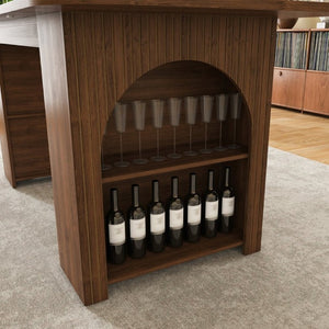English Elm 70.87In Walnut Plank Dining Table with Drawers and Shelf Seats Six Modern Farmhouse W2700P519741