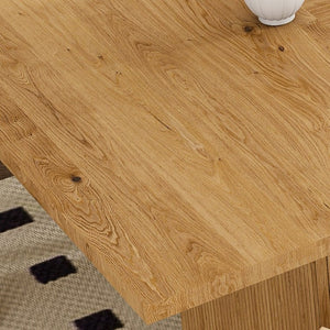English Elm 78 Inch Oak Veneer Farmhouse Dining Table with Built-In Storage Base Seats Six W2700P523148