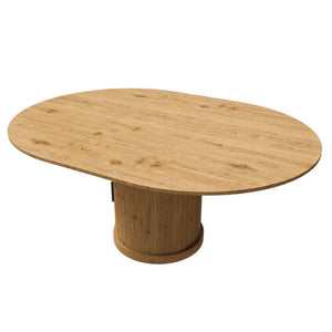English Elm 59 Inch Extendable Oval Walnut Dining Table with Pedestal Base and Two Tier Shelf W2700P523149
