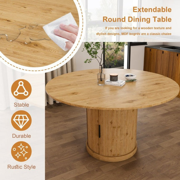 English Elm 59 Inch Extendable Oval Walnut Dining Table with Pedestal Base and Two Tier Shelf W2700P523149