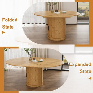 English Elm 59 Inch Extendable Oval Walnut Dining Table with Pedestal Base and Two Tier Shelf W2700P523149