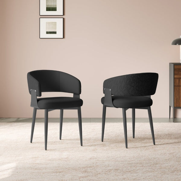 English Elm Dining Chairs Set of 2 PU Leather Carbon Steel Frame Ergonomic Kitchen Seating W2700P539435