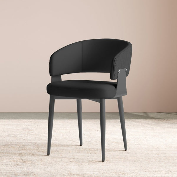 English Elm Dining Chairs Set of 2 PU Leather Carbon Steel Frame Ergonomic Kitchen Seating W2700P539435