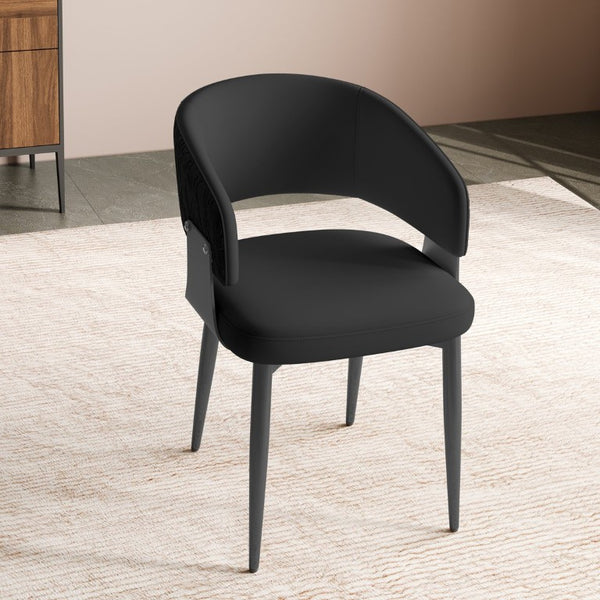 English Elm Dining Chairs Set of 2 PU Leather Carbon Steel Frame Ergonomic Kitchen Seating W2700P539435