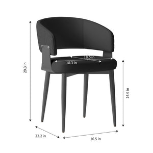 English Elm Dining Chairs Set of 2 PU Leather Carbon Steel Frame Ergonomic Kitchen Seating W2700P539435