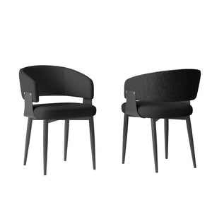 English Elm Dining Chairs Set of 2 PU Leather Carbon Steel Frame Ergonomic Kitchen Seating W2700P539435