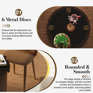 English Elm 53 Inch Round Smoked Glass Dining Table Set with Gold Base and Eight Pu Chairs W2700S00097
