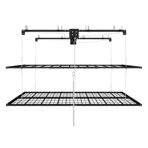 English Elm Overhead Double Deck Garage Storage Rack All Steel 650 Lb Heavy Duty Organizer W2700S00152