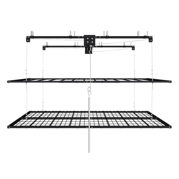 English Elm Overhead Double Deck Garage Storage Rack All Steel 650 Lb Heavy Duty Organizer W2700S00152