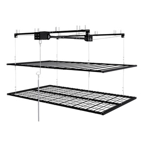 English Elm Overhead Double Deck Garage Storage Rack All Steel 650 Lb Heavy Duty Organizer W2700S00152