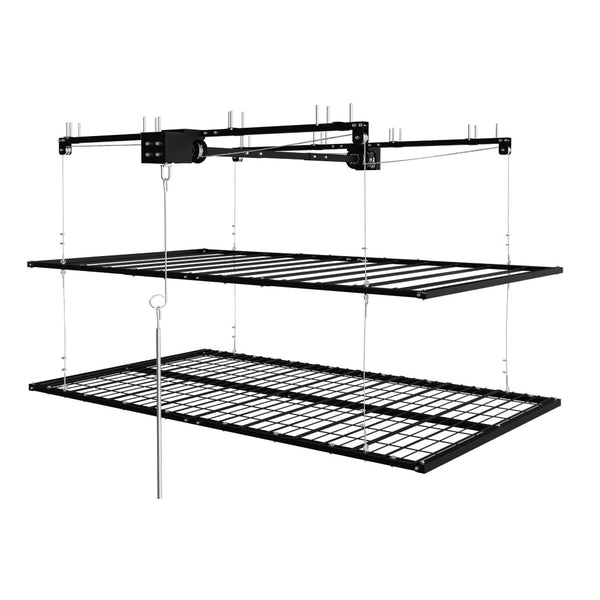 English Elm Overhead Double Deck Garage Storage Rack All Steel 650 Lb Heavy Duty Organizer W2700S00152