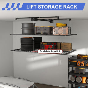 English Elm Overhead Double Deck Garage Storage Rack All Steel 650 Lb Heavy Duty Organizer W2700S00152