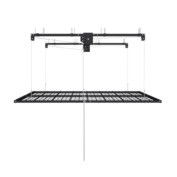 English Elm Overhead Garage Storage Rack 5x9 Ft Steel Platform with Crank Handle and Safety Lock W2700S00153