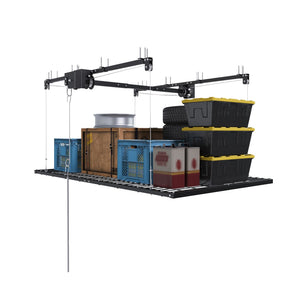 English Elm Overhead Garage Storage Rack 5x9 Ft Steel Platform with Crank Handle and Safety Lock W2700S00153