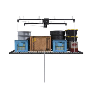 English Elm Overhead Garage Storage Rack 5x9 Ft Steel Platform with Crank Handle and Safety Lock W2700S00153