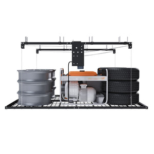 English Elm Overhead Motorized Garage Storage Rack 4X8 Ft All Steel 450 Lb Remote Lift System W2700S00154