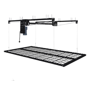 English Elm Overhead Motorized Garage Storage Rack 4X8 Ft All Steel 450 Lb Remote Lift System W2700S00154