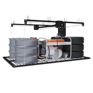 English Elm Overhead Motorized Garage Storage Rack 4X8 Ft All Steel 450 Lb Remote Lift System W2700S00154