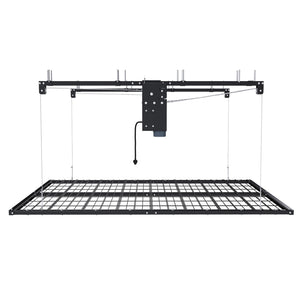 English Elm Overhead Motorized Garage Storage Rack 4X8 Ft All Steel 450 Lb Remote Lift System W2700S00154