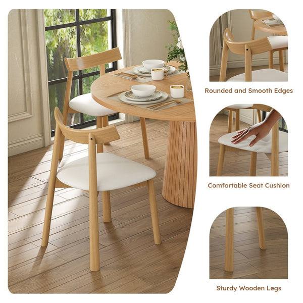 English Elm 47 Inch Round Five Piece Farmhouse Dining Set Solid Wood Chairs Oak Finish Seats Four W2700S00155