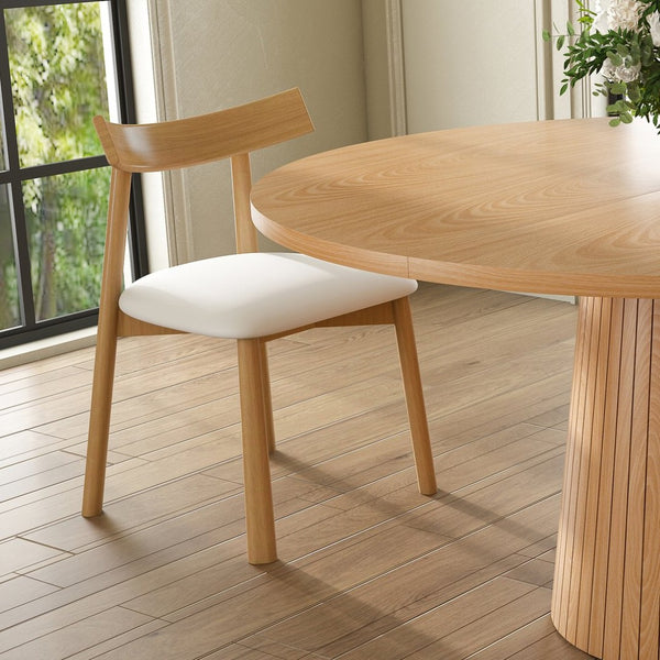 English Elm 47 Inch Round Oak Finish Dining Set Sculptural Wood Base with 4 Solid Chairs Farmhouse W2700S00156