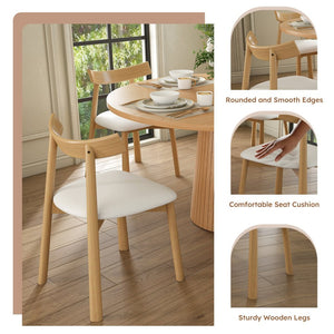 English Elm 47 Inch Round Oak Finish Dining Set Sculptural Wood Base with 4 Solid Chairs Farmhouse W2700S00156