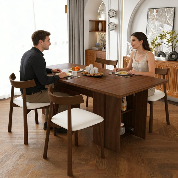 English Elm W2700s00110 78 Inch Rectangular Dining Set Seats 4 with Wood Veneer Top and Storage Base W2700S00163
