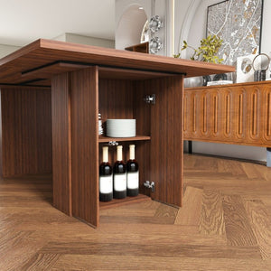 English Elm W2700s00110 78 Inch Rectangular Dining Set Seats 4 with Wood Veneer Top and Storage Base W2700S00163