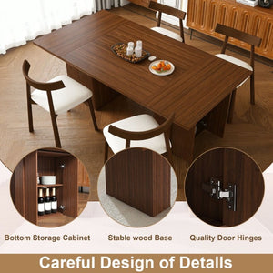 English Elm W2700s00110 78 Inch Rectangular Dining Set Seats 4 with Wood Veneer Top and Storage Base W2700S00163