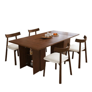 English Elm W2700s00110 78 Inch Rectangular Dining Set Seats 4 with Wood Veneer Top and Storage Base W2700S00163
