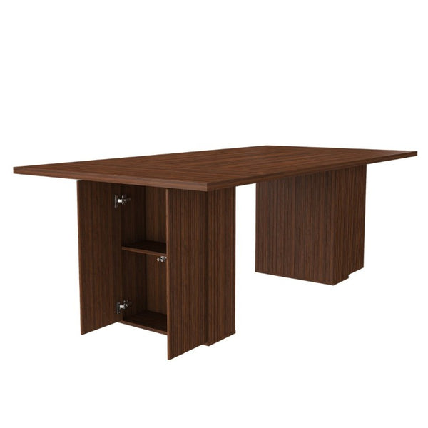 English Elm W2700s00109 78 Inch Rustic Wood Veneer Dining Set Seats Six with Storage Base W2700S00164