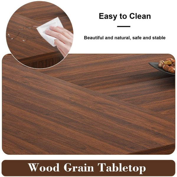 English Elm W2700s00109 78 Inch Rustic Wood Veneer Dining Set Seats Six with Storage Base W2700S00164