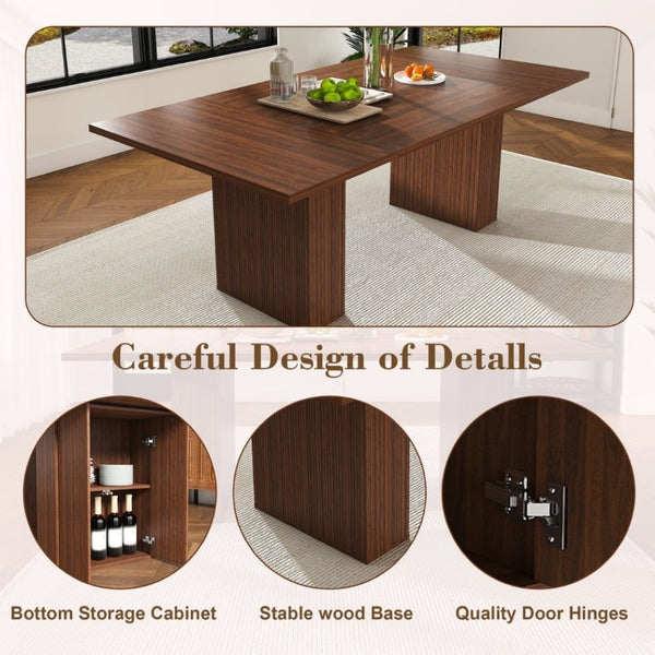 English Elm W2700s00109 78 Inch Rustic Wood Veneer Dining Set Seats Six with Storage Base W2700S00164