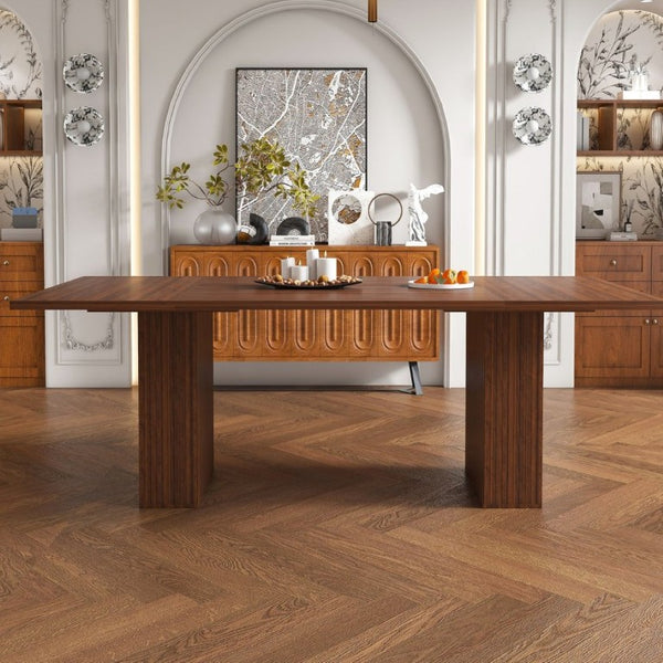 English Elm W2700s00109 78 Inch Rustic Wood Veneer Dining Set Seats Six with Storage Base W2700S00164