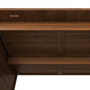 English Elm 70.87 Inch Mid-Century Walnut Finish Dining Set with Storage Drawers and 4 Solid Wood Chairs W2700S00165