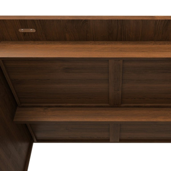 English Elm 70.87 Inch Mid-Century Walnut Finish Dining Set with Storage Drawers and 4 Solid Wood Chairs W2700S00165